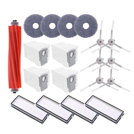 Replacement Accessories Kit Compatible with Roborock Qrevo MaxV, Qrevo S, Qrevo Pro, Robot Vacuum Parts with 1 Roller Brush 4 Hepa Filter 6 Side Brush 4 Mop Pad 4 Dust Bag