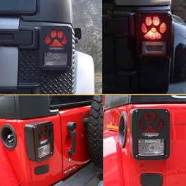 Tail Light Cover Dog Paw Aluminum Alloy Covers Guards Compatible with 2007-2018 Jeep Wrangler JK Unlimited Taillights, 2 Pack