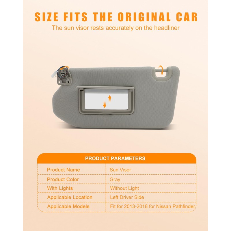 OCPTY Left Driver Side Sun Visor with Sunroof fit for