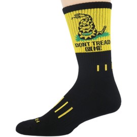 MOXY Socks Black with Yellow Don't Tread on Me! USA Performance Crew Socks