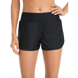RELLECIGA Women's Black High Waisted Swim Shorts Swim Board Shorts for Women Size XX-Large