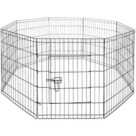 Elevon Foldable Metal Exercise Pet Play Pen with Door for Dogs, 30-inch Tall