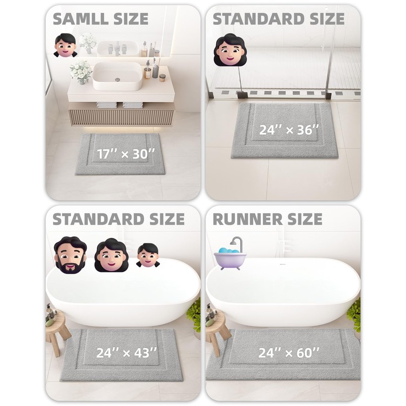 COLOR&GEOMETRY Small Bath Mat, Extra Soft Bathroom Mat Non Slip
