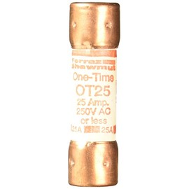 Mersen OT Class K-5 General Purpose Fuse, 250VAC/DC, 50kA AC/20kA DC, 25 Ampere, 9/16" Diameter x 2" Length