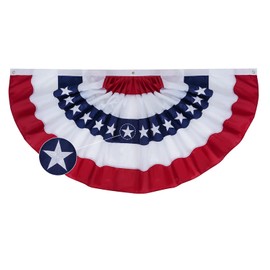 American US Bunting Flag 2x4, American Pleated Fan Flag with Embroidered Stars for Outdoor, Bunting American Flag Patriotic Bunting Flag Brass Grommets for July 4 Decorations Party Outside Inside