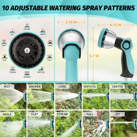 AUTOMAN Garden Hose Nozzle Sprayer - 10 Spray Patterns, High Pressure, Thumb Control On Off Valve, Metal Duty Water Nozzle, Extra 3 Washers, for Watering Garden, Cleaning, Washing Car, Showering Pets