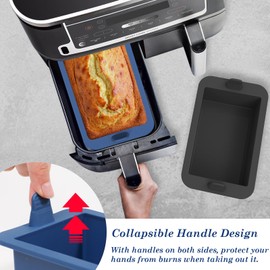 Webake Silicone Air Fryer Bread Loaf Pan for Baking, Nonstick Mini Loaf Pan wih Handle, BPA Free Set of 2