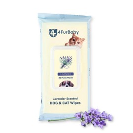 4furbaby Dog-Wipes-for Paws and Butt - 30 Count, 8" x 8" Hypoallergenic, Hydrating Pet Grooming Wipes for Dogs Cats Cleaning Deodorizing (Lavender, 30 Count