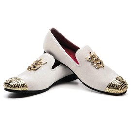 JITAI Men's Retro Velvet Embroidery Elegant Moccasin Shoes Leisure Shoes - - 41 EU