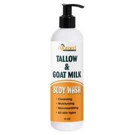 AJOMED COSMETICS Tallow & Goat Milk Body Wash, handmede body soap Moisturizing and Cleansing for All Skin Types 12 oz (Regular)