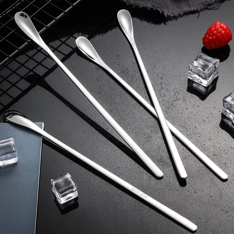Ice Tea Spoon, Long Spoon, 4-Piece Stainless Steel Mixing Spoon