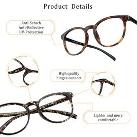 LifeArt 2 pack Nearsighted Short-Sighted Lightweight Glasses(Dark Tortoise+ Black Floral, -1.00)
