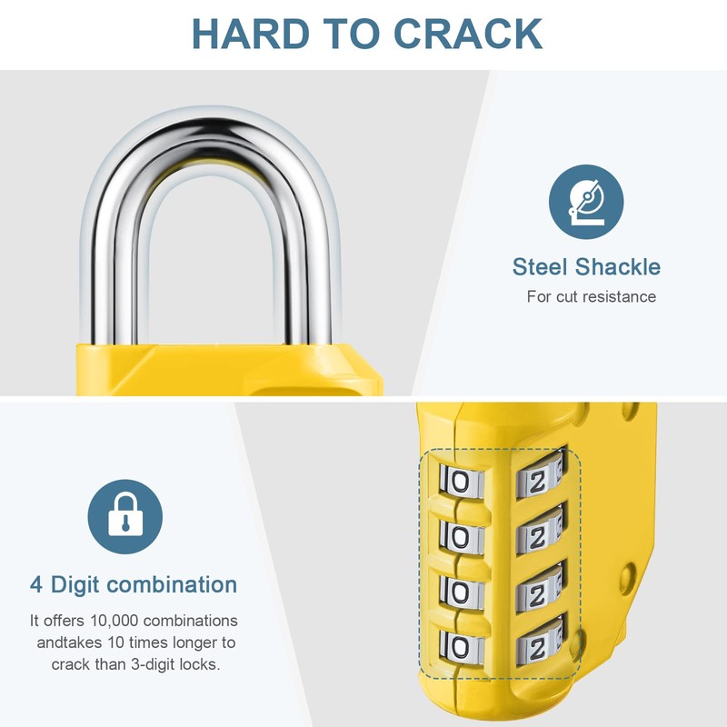 Upgraded Version Combination Lock, [2 Packs] 4 Digit Re-settable Security
