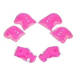 grepo Bicycle Supporter Protector Strider Kids 6 Piece Set Roller Skate Board Skateboard Bike Bicycle Pink