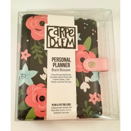 Carpe Diem NEW Carpe Diem Personal Planner Black Blossom Bloom 6 Ring Blush Pink Interior