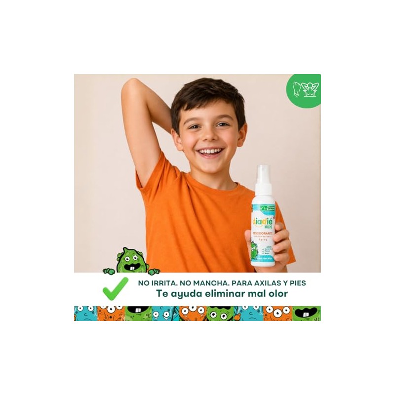 Diadie Kids Desodorante Natural Niños Atomizador Axilas Pies Pack