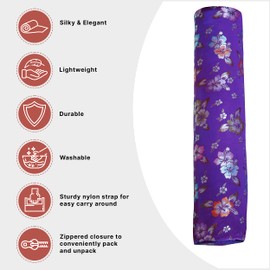 Wai Lana Yoga and Pilates Deluxe Hibiscus Tote 26 Inch Silky, Elegant, Floral, Zippered, Ideal for 1/8 Inch Thick Mat - Purple
