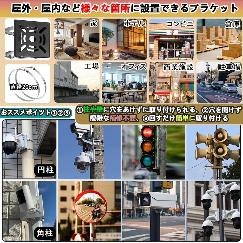 SYUNASYU Security Camera Mounting Pole, Camera Bracket, Stand, Housing, No