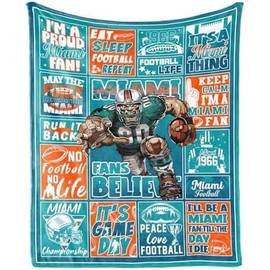 Miami Football Throw Blanket 80"x60", Football Team Color Gifts for Miami Fans, Football Lovers Gifts, Super Cozy Soft Living Room Flannel Blanket - Color: Miami Gifts, Bedding Size: 40x50inch