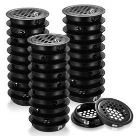 Pack of 32 Ventilation Grille Stainless Steel Round, 35 mm Black Round Ventilation Grille, Stainless Steel Ventilation Hole, Ventilation Grille Cover Exhaust Grille for Furniture Cabinets Kitchen
