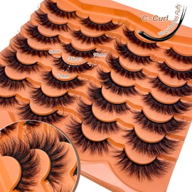 SISIYDY Mink Fluffy Lashes Cat Eyelashes Strip Wispy Fake Lash Salon Extension 18mm Long 3D Soft Natural Look Strips Faux Mink Cateye False Thick Lashes Pack YH209