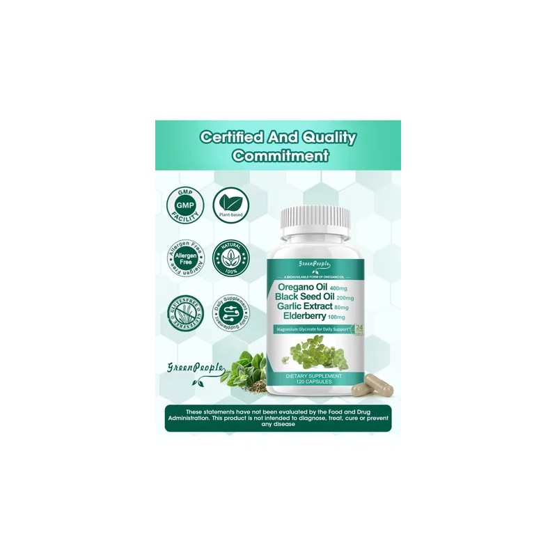 Greenpeople Cápsulas Aceite Orégano Orgánico 120 Unidades