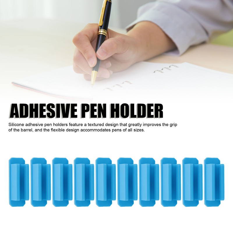10pcs Adhesive Pen Holder Multipurpose Elastic Flexible Silicone Pencil Holder