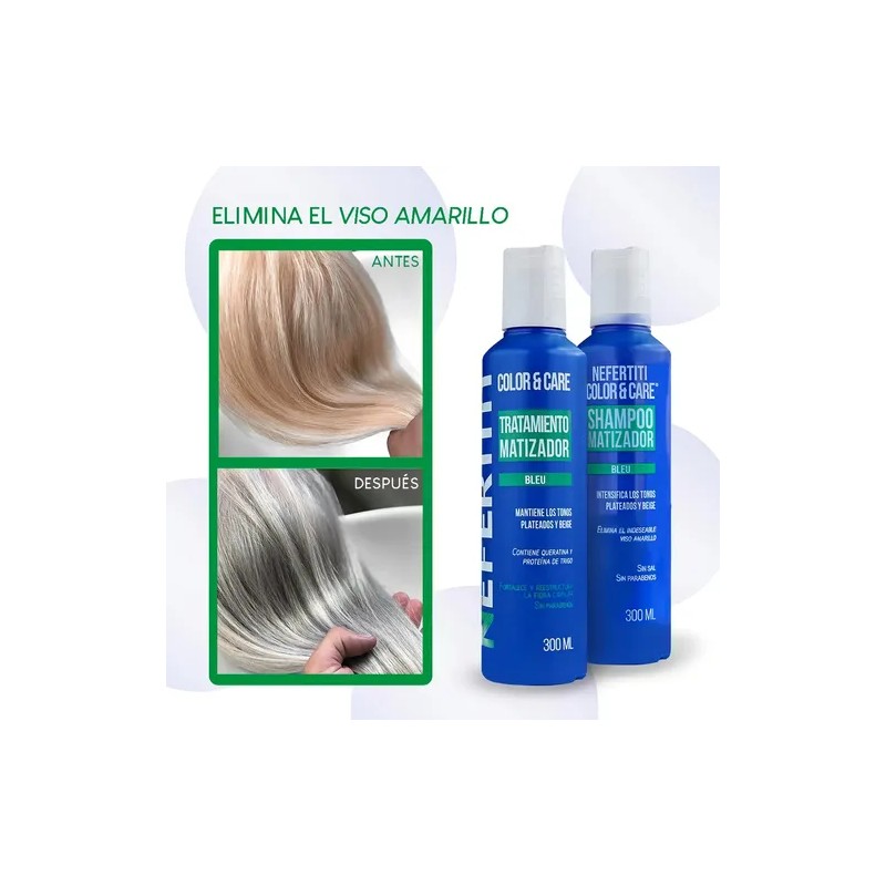 Shampoo Matizador Y Tratamiento Para Platinar Canas Y Mechas
