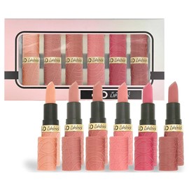 Juego de 6 lápices labiales mate para maquillaje, juego de lápices labiales mate nude, rosa, rojo rosa, malva y marrón para mujer, lápiz labial...    