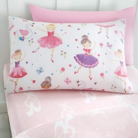 Happy Linen Company Girls Kids Prima Ballerina Ballet Dance White Toddler Cot Bed Reversible Extra Pair Of Toddler Pillow Cases