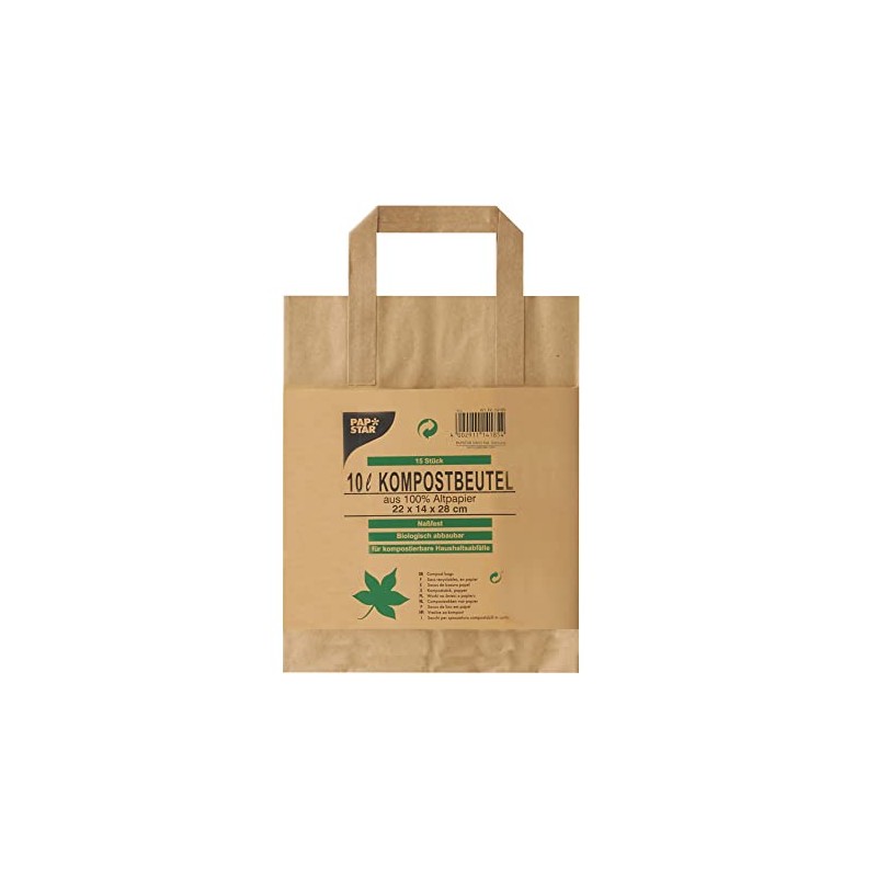 Papstar 14185 Compost Bags, Kraft Brown, 28 x 22 x