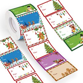 720 Pieces Self Adhesive Christmas Gift Tag Xmas Kraft Name Tags Natural Kraft Christmas Stickers Paper Tags Christmas Presents Labels for Christmas Present Decoration (Cute Style)