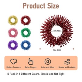 RIDEHILL 12PCS Acupressure Rings, 6 Colors Fidget Rings for Anxiety Relief, Silent Spiky Sensory Fidget Toys for Classroom Home Office Stress Reducer and Finger Massager