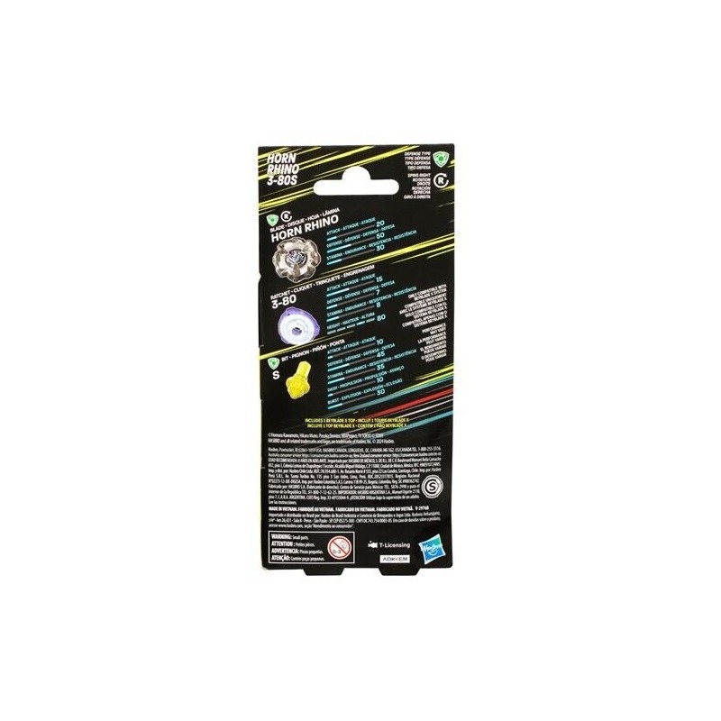 Beyblade X Horn Rhino 3-80S Booster Pack Set with Defense