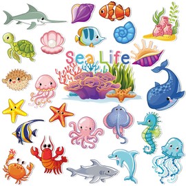 25 Pcs Cruise Door Decorations Magnetic Ocean Sea Animal Car Magnets Fish Fridge Magnet Stickers Cruise Door Magnet Hawaii Tropical Magnetic Decals for Refrigerator Kitchen