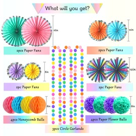 Macaron Color Party Decorations Paper Fans, Graduation Season Hanging Glitter Triangle Flags Banner Hanging Paper Fan Happy Birthday Banners and Triangular Flag, Bridal Shower,Purple Themed Birthday…