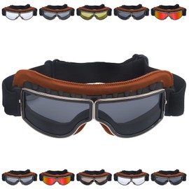 Peicees Vintage Motorcycle Goggles Aviator Goggles Pilot Helmet Goggles Bike Riding Glasses Mountain Scooter ATV Eyewear