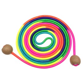 JZK 4.8m Long skipping rope for multiplayer for kids and adults, children jumping rope with wooden ball handle, rainbow coloured jump rope for kindergarten boys girls game