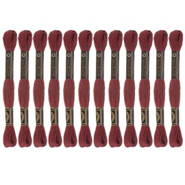 sourcing map 12 Strands 8m Egyptian Long Fibre Cotton Embroidery Thread for Embroidery Projects Bracelets Dark Red