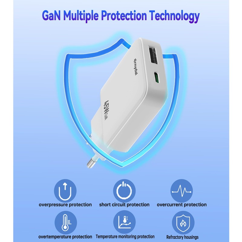 45 W GaN USB-C Charger Ultra Flat - Dual Port