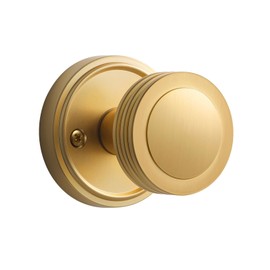 SORWDUERM 2 Pack Gold Door Knob Passage Door Knobs Brushed Gold Interior Satin Brass Door Knob for Hall and Closet,Zinc Alloy