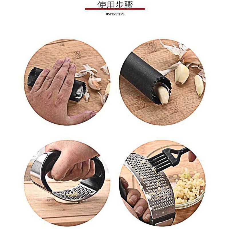 Garlic Press, Garlic Crusher, Chopper, Ginger Crusher, 304 Stainless Steel,