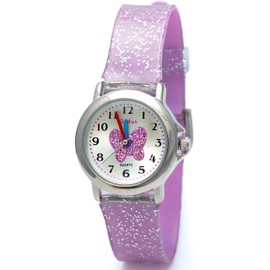 Kiddus. Girl Watch. with Glitter. Kids Watch for Girls. with Exercises to Learn The Time. Watches for Girls. Easy to Read. Sparkly. from 4+ Years. Butterfly.