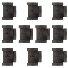 Niubid 10 Pack 3/4 inches Tees Malleable Cast Iron Pipe, Industrial Pipe for Threaded Black Pipes and Fittings, DIY Steampunk Industrial Vintage Style.