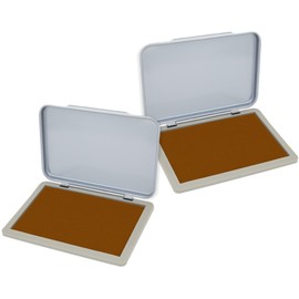 2 Pack Metal Case Stamp Pad Medium Size, Brown Color - Size: 3" x 4" - Choose from 15 Ink Colors