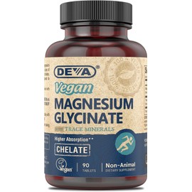 DEVA- Glicinato de Magnesio Vegano 300mg con Minerales Traza, Mayor Absorción, Magnesio Quelado, 90 Mesa