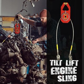 Oberg Tilt Lift - Engine Hoist Sling | No Chain Hoist Hassle | 1 Ton Capacity | 45 Degree Tilt | Single Hand Operation | Easy Engine Swap | Mounting Cleats Fasten to Any Engine | 3 to 1 Safety Factor
