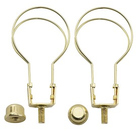 MARRTEUM Lamp Shade Light Bulb Clip Adapter with Solid Lamp Finial for Table and Floor Lamps [2set Gold]