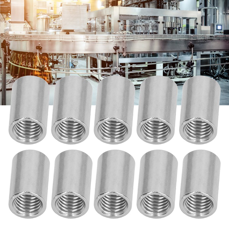 10Pcs Coupling Nut Round Rod Connector Female Thread 304 Stainless