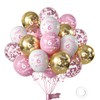 Girls 6th Birthday Balloons Pack of 16Pc,12inch Pink and White